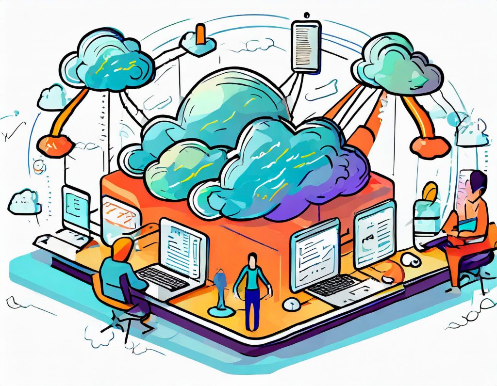 An image of multiple clouds over a desk